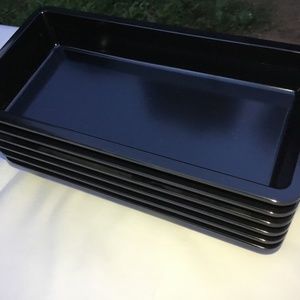 Set of 6 Black Rectangle 9.25” Plates Melamine New